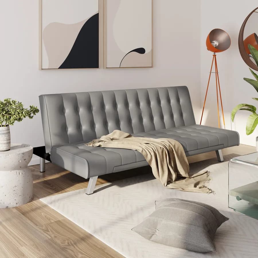 Divano letto 3 posti con schienale reclinabile in similpelle grigio - Zachary