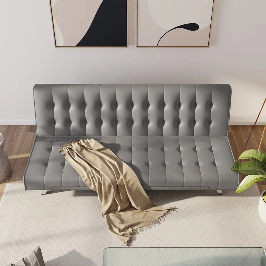 Divano letto 3 posti con schienale reclinabile in similpelle grigio - Zachary