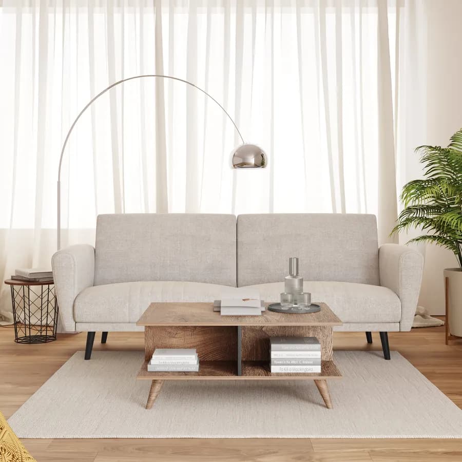 Divano letto 3 posti in tessuto beige con schienale reclinabile - Tennet