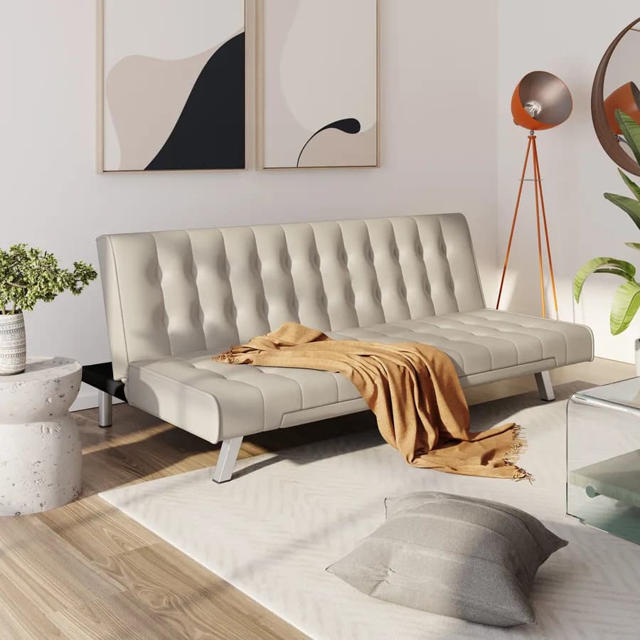 Divano letto 3 posti con schienale reclinabile similpelle crema - Zachary