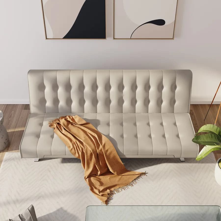 Divano letto 3 posti con schienale reclinabile similpelle crema - Zachary
