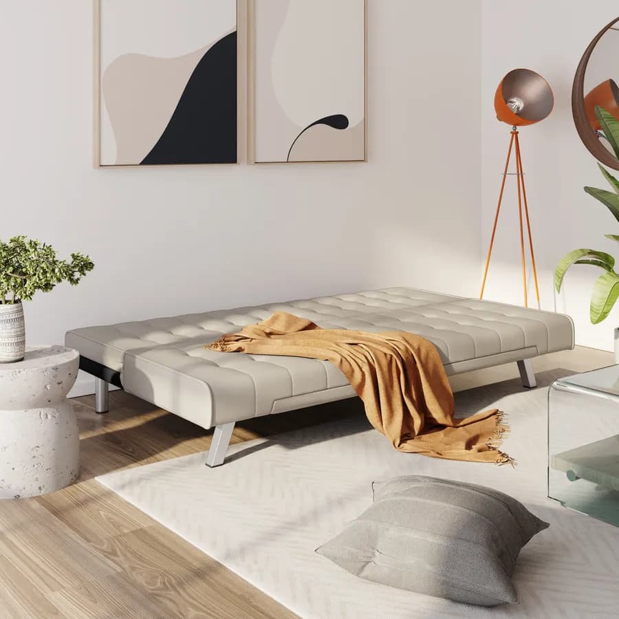 Divano letto 3 posti con schienale reclinabile similpelle crema - Zachary