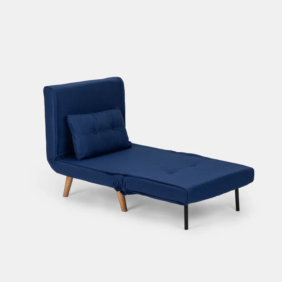 Divano letto in tessuto blu con schienale regolabile in 6 posizioni - Terat