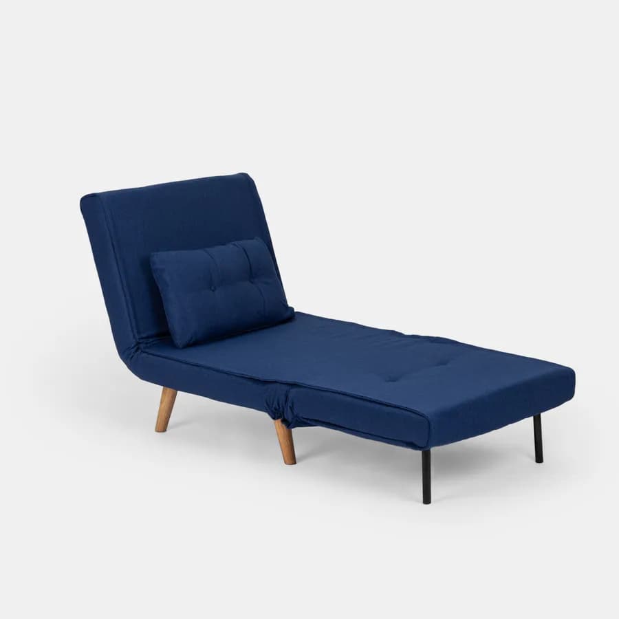 Divano letto in tessuto blu con schienale regolabile in 6 posizioni - Terat