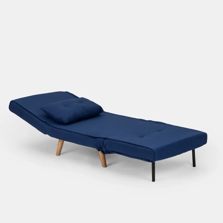 Divano letto in tessuto blu con schienale regolabile in 6 posizioni - Terat