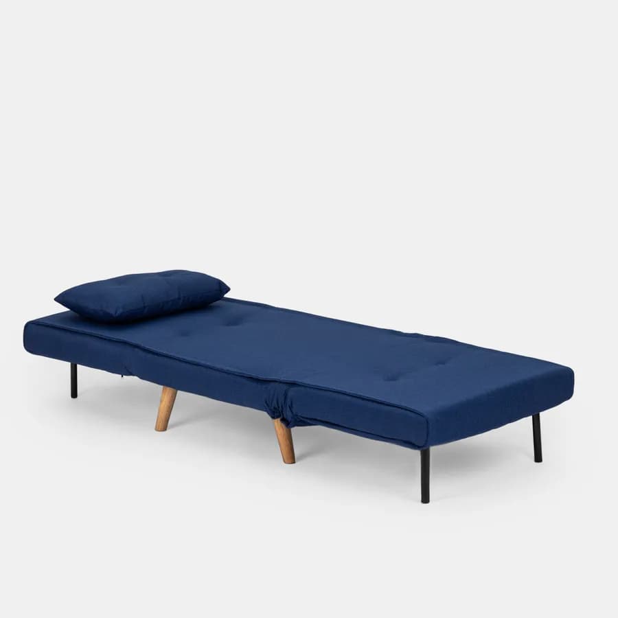 Divano letto in tessuto blu con schienale regolabile in 6 posizioni - Terat