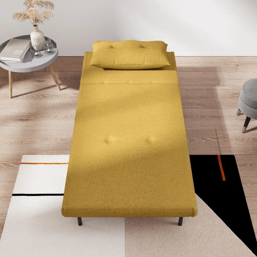 Divano letto in tessuto giallo ocra con schienale regolabile in 6 posizioni - Terat