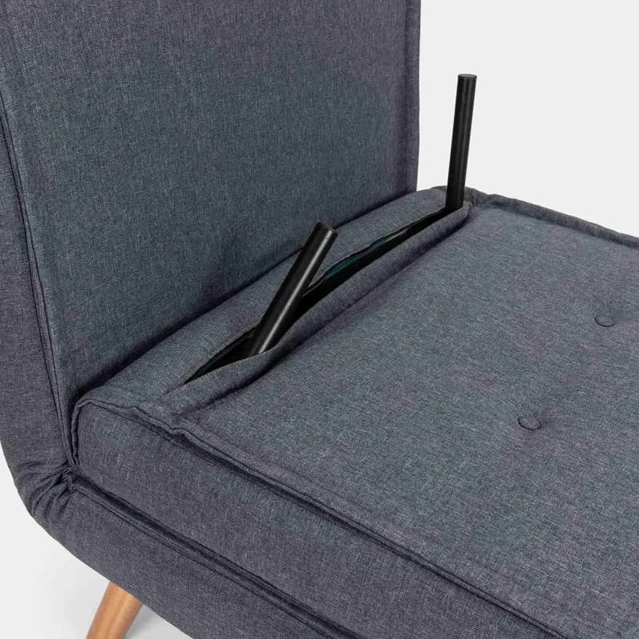 Divano letto in tessuto grigio con schienale regolabile in 6 posizioni - Terat