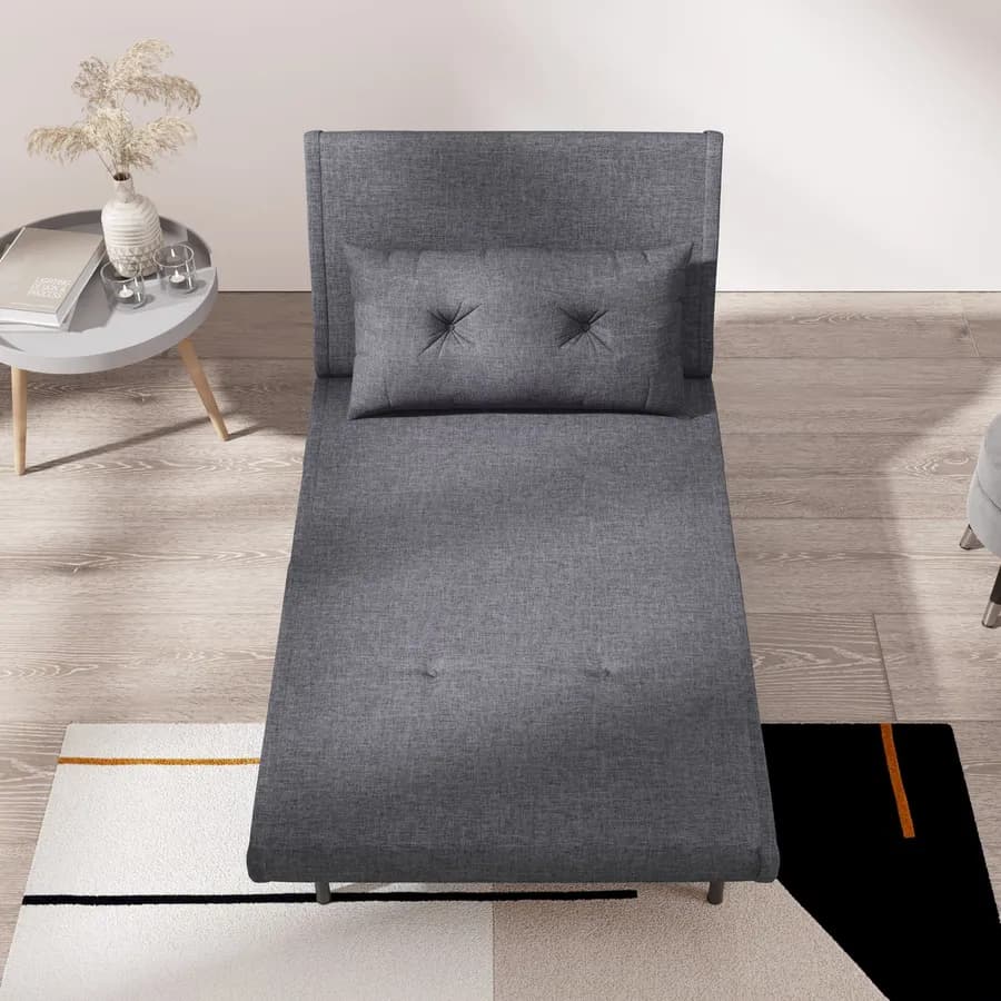 Divano letto in tessuto grigio con schienale regolabile in 6 posizioni - Terat