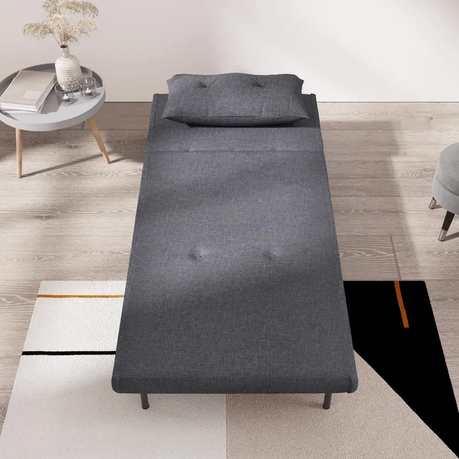 Divano letto in tessuto grigio con schienale regolabile in 6 posizioni - Terat