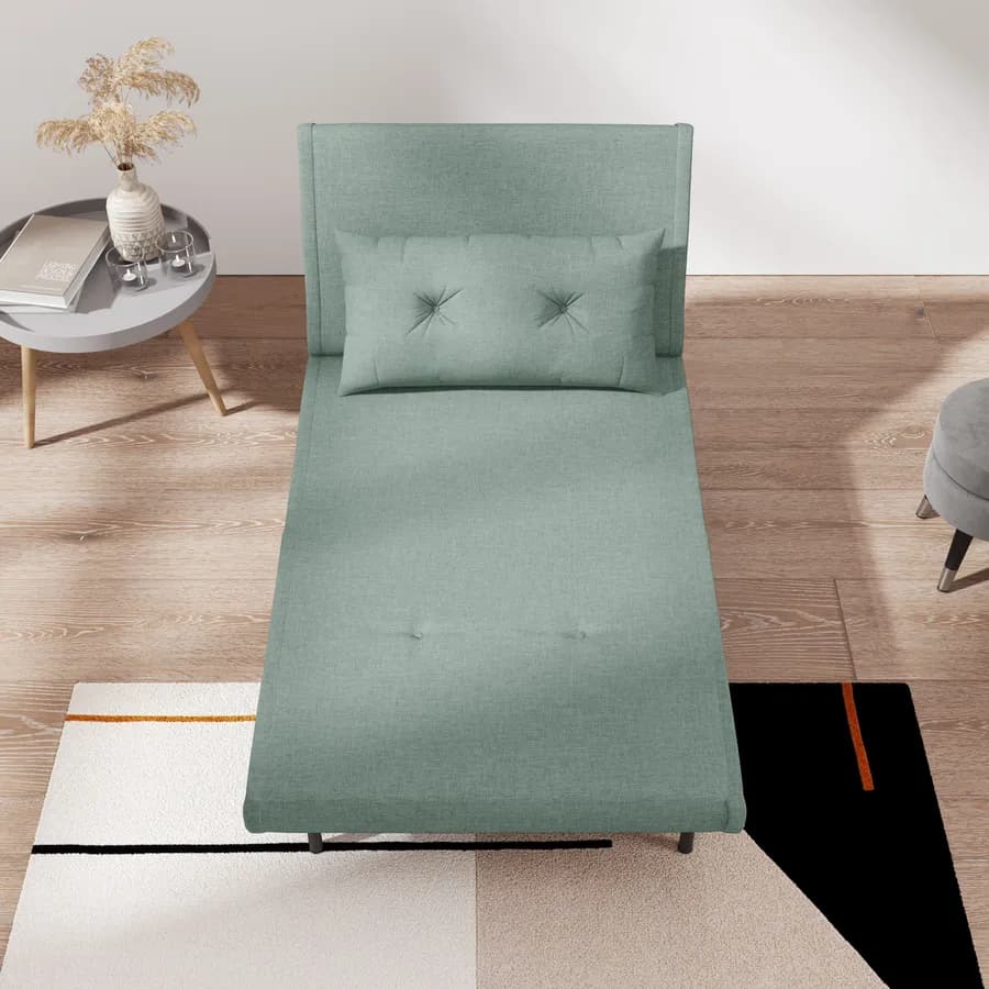 Divano letto in tessuto verde salvia con schienale regolabile in 6 posizioni - Terat