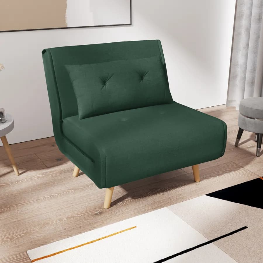 Divano letto in tessuto microfibra verde scuro con schienale regolabile in 6 posizioni - Terat