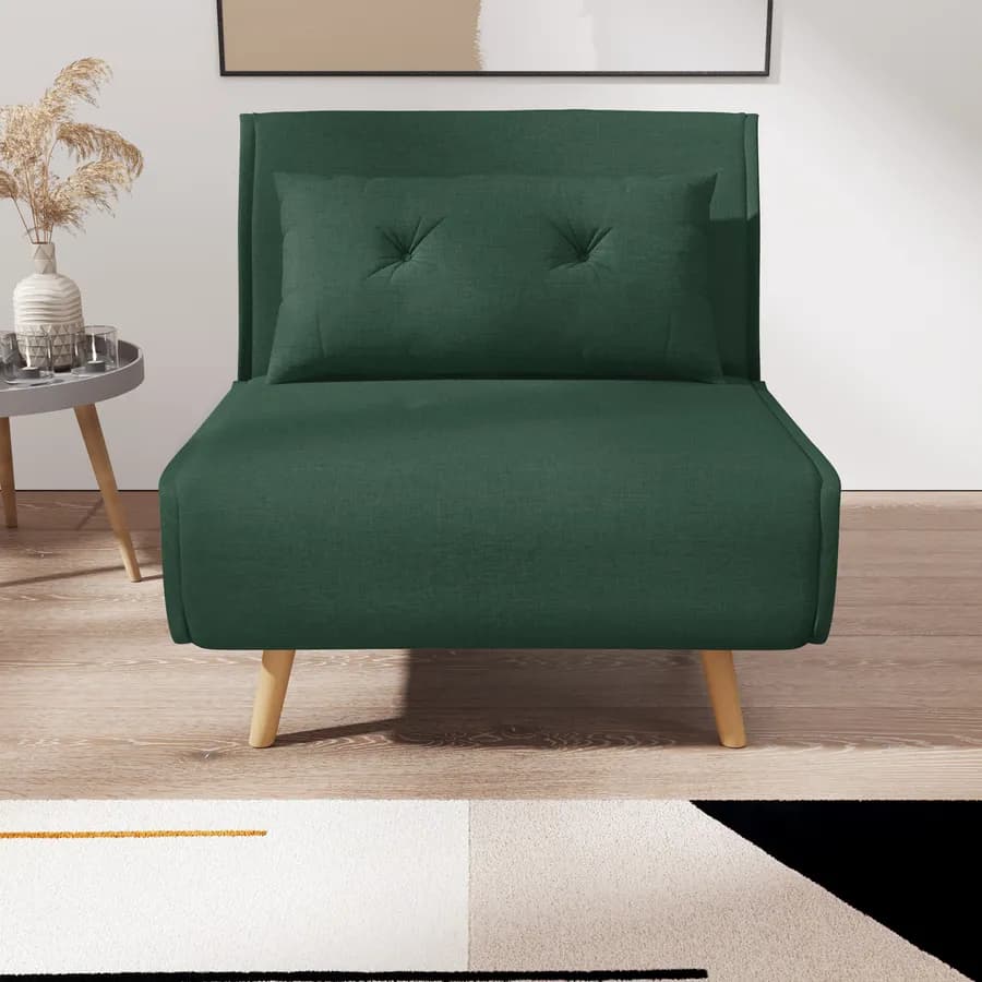 Divano letto in tessuto microfibra verde scuro con schienale regolabile in 6 posizioni - Terat