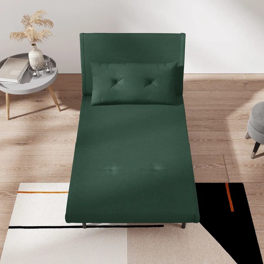 Divano letto in tessuto microfibra verde scuro con schienale regolabile in 6 posizioni - Terat