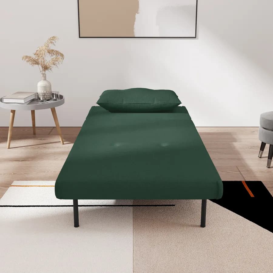 Divano letto in tessuto microfibra verde scuro con schienale regolabile in 6 posizioni - Terat