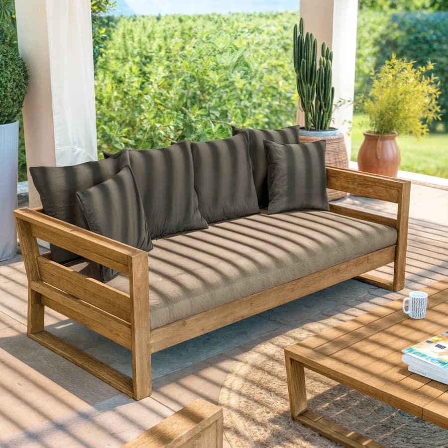 Divano letto da giardino in legno teak con cuscini - Cairo