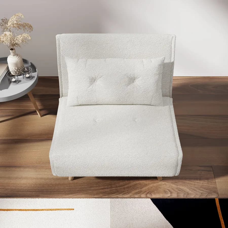 Divano letto in tessuto teddy bianco con schienale regolabile in 6 posizioni - Terat