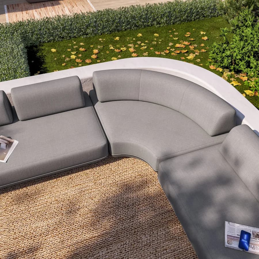 Divano modulare da giardino in tessuto olefin grigio e alluminio antracite - Laela