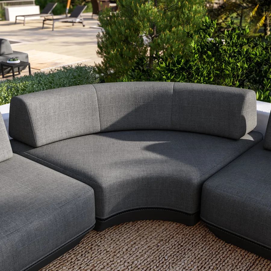 Divano modulare da giardino in tessuto olefin grigio scuro e alluminio antracite - Laela