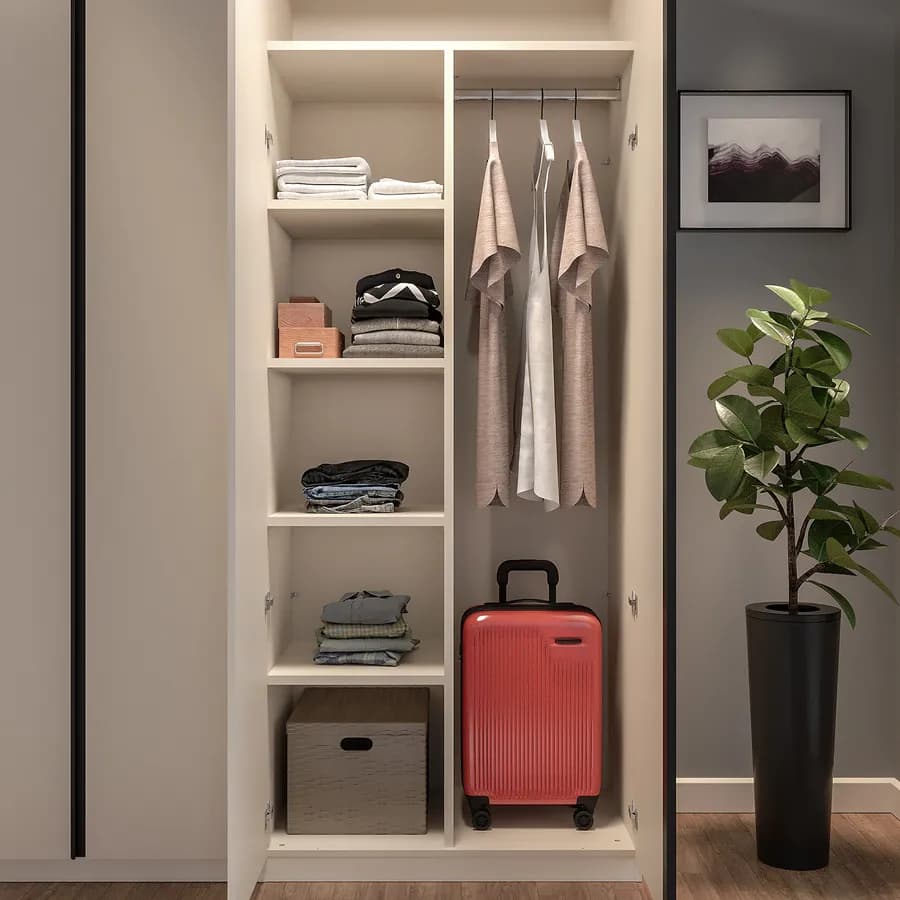 Divisorio armadio con 4 ripiani e appendiabiti per modulo da 90 cm Cindy Codey Berwin Jessie Carrie cashmere
