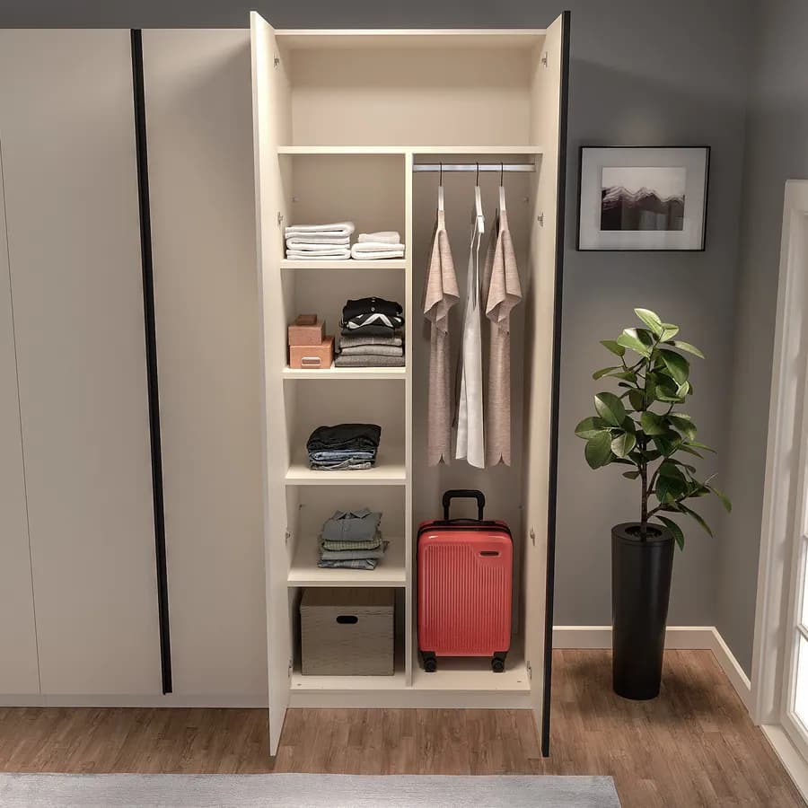 Divisorio armadio con 4 ripiani e appendiabiti per modulo da 90 cm Cindy Codey Berwin Jessie Carrie cashmere