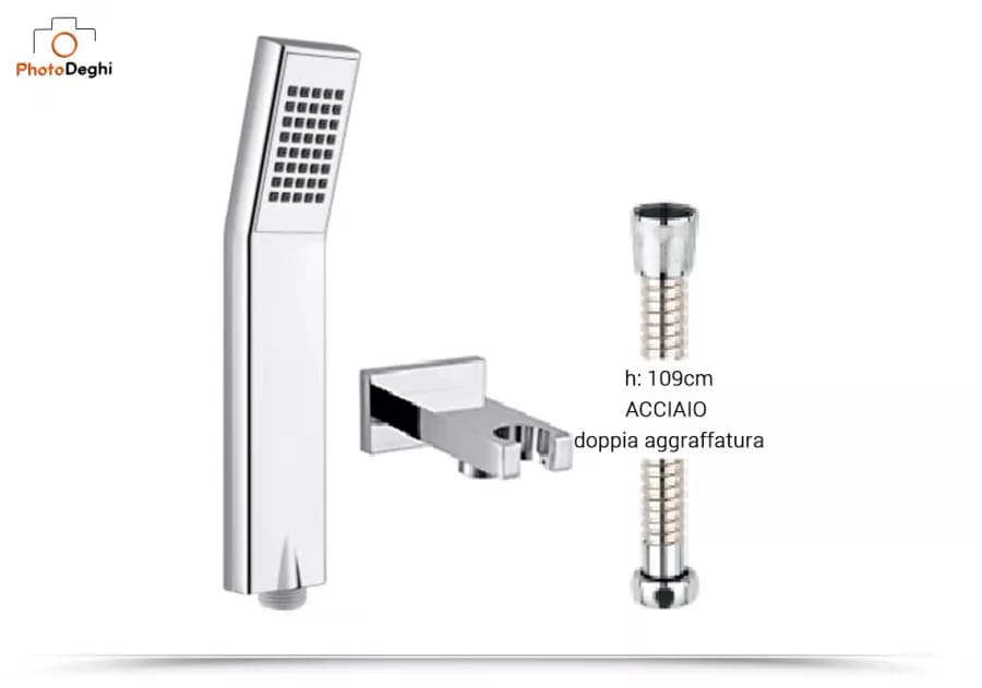 Set doccetta cromato con flessibile 150 cm e presa acqua a muro