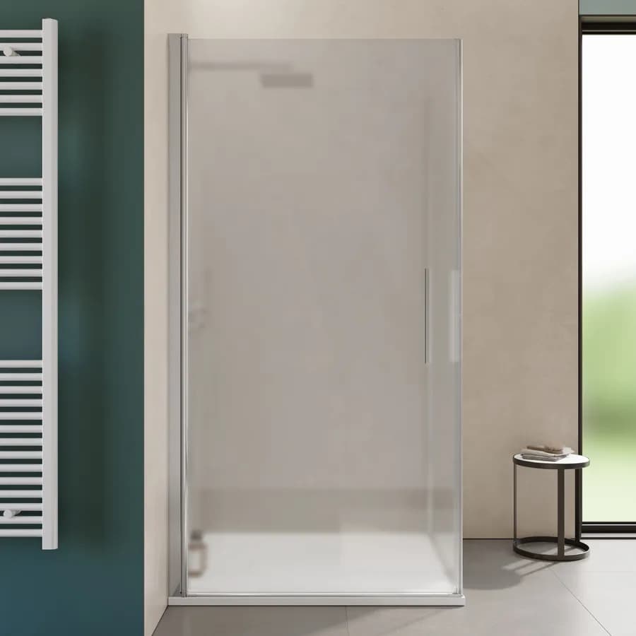 Box doccia 90x100 cm doppio battente con vetro temperato opaco e profilo cromo 190h - Nilo