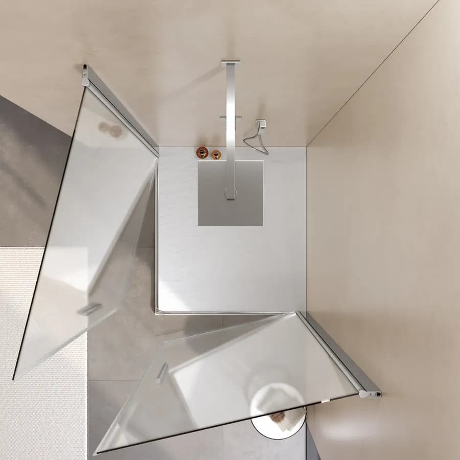 Box doccia 90x100 cm doppio battente con vetro temperato opaco e profilo cromo 190h - Nilo