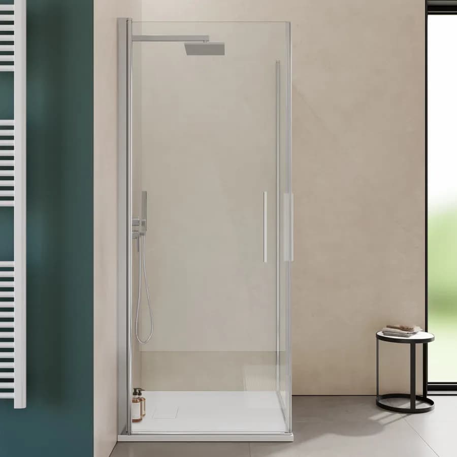 Box doccia 80x80 cm doppio battente con vetro temperato trasparente e profilo cromo 195h - Nilo