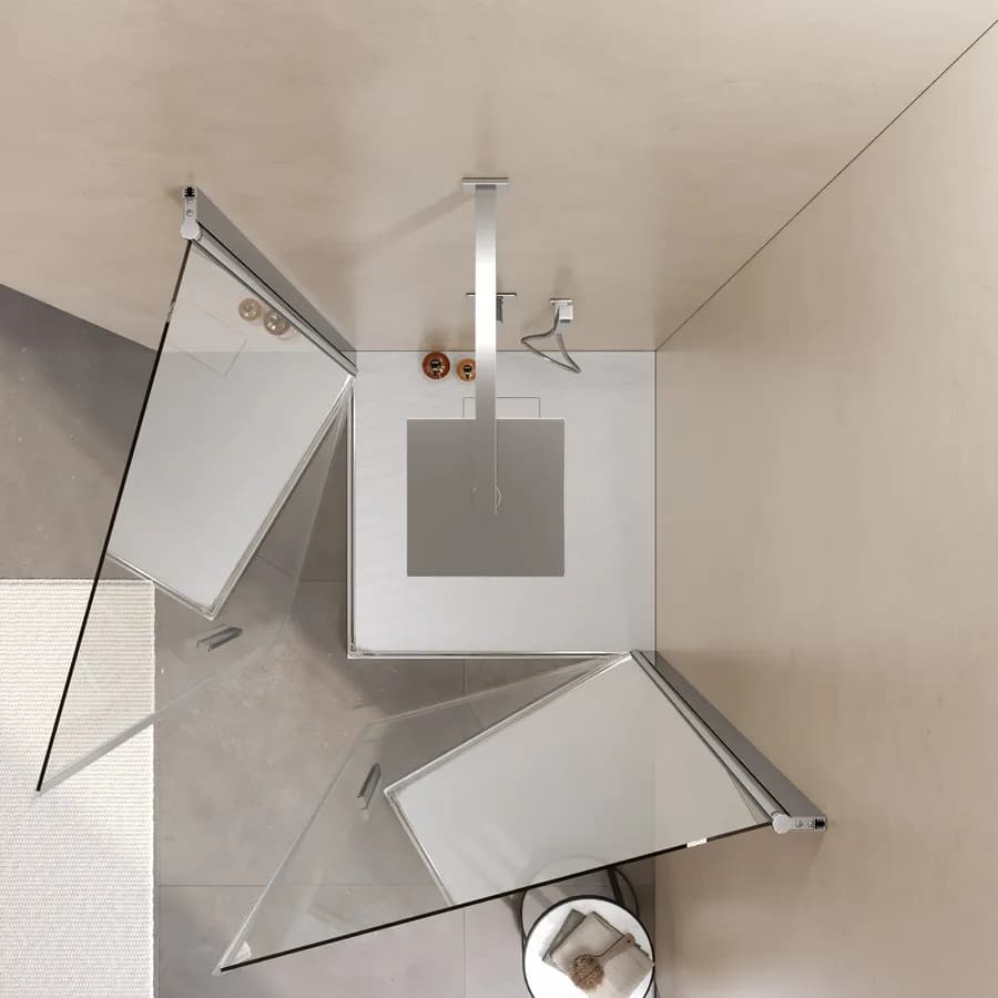 Box doccia 80x80 cm doppio battente con vetro temperato trasparente e profilo cromo 195h - Nilo