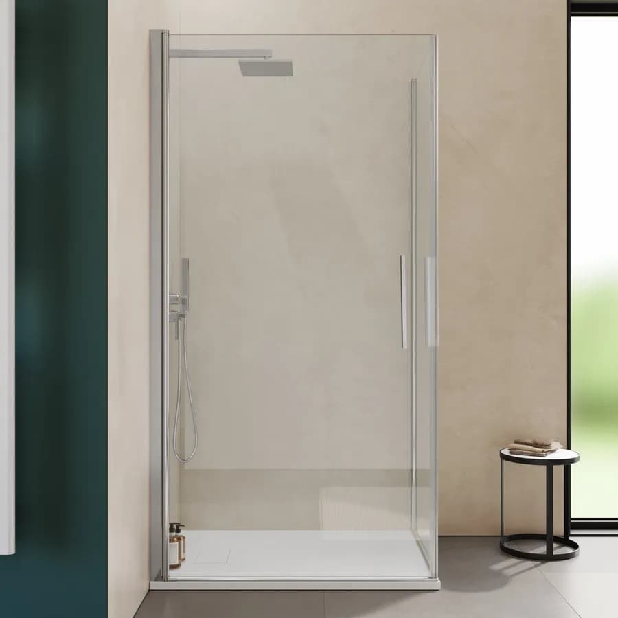 Box doccia 70x100 cm doppio battente con vetro temperato trasparente e profilo cromo 195h - Nilo