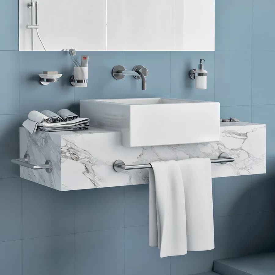 Dosasapone a muro in acciaio inox cromo e vetro satinato - Project di Gedy