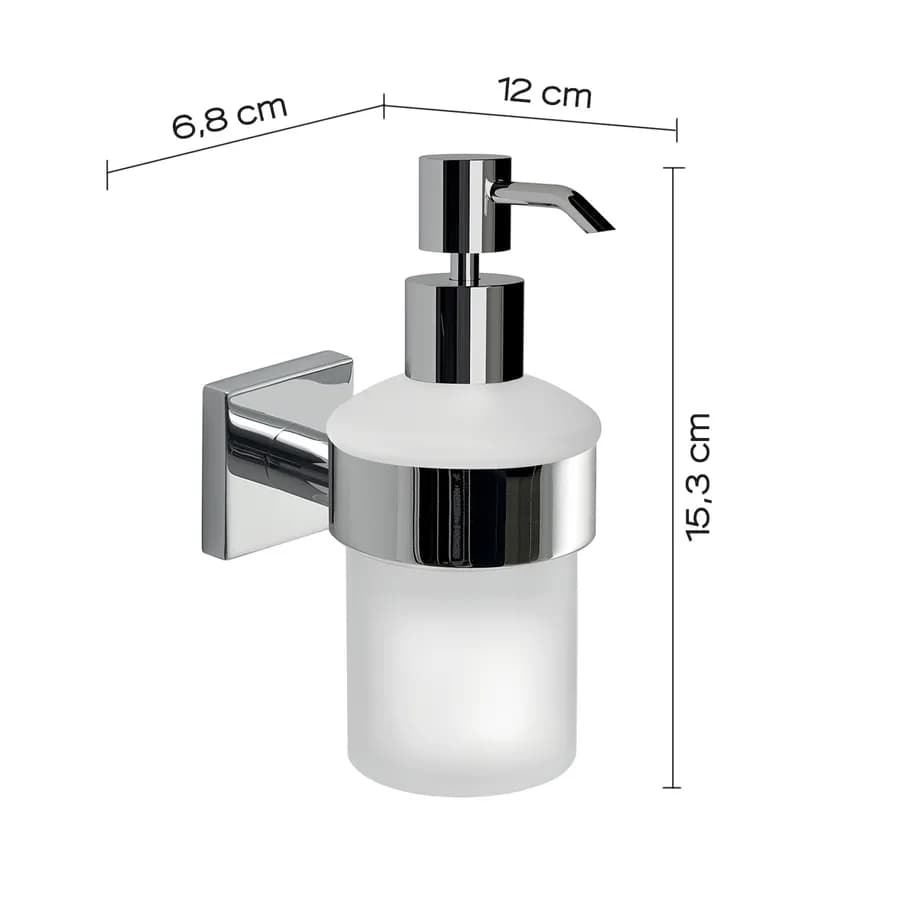 Dosasapone a muro in acciaio inox cromo e vetro satinato - Fuji di Gedy