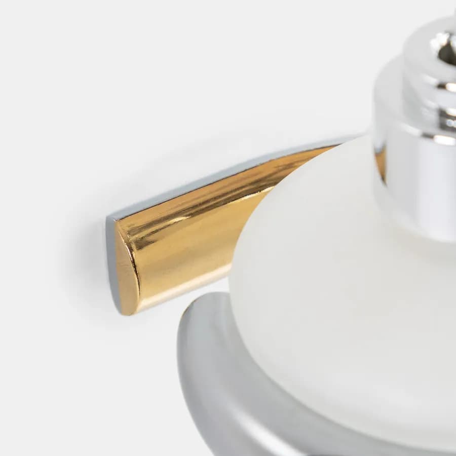 Dosasapone a muro in metallo cromato e oro con dispenser in vetro - Plus