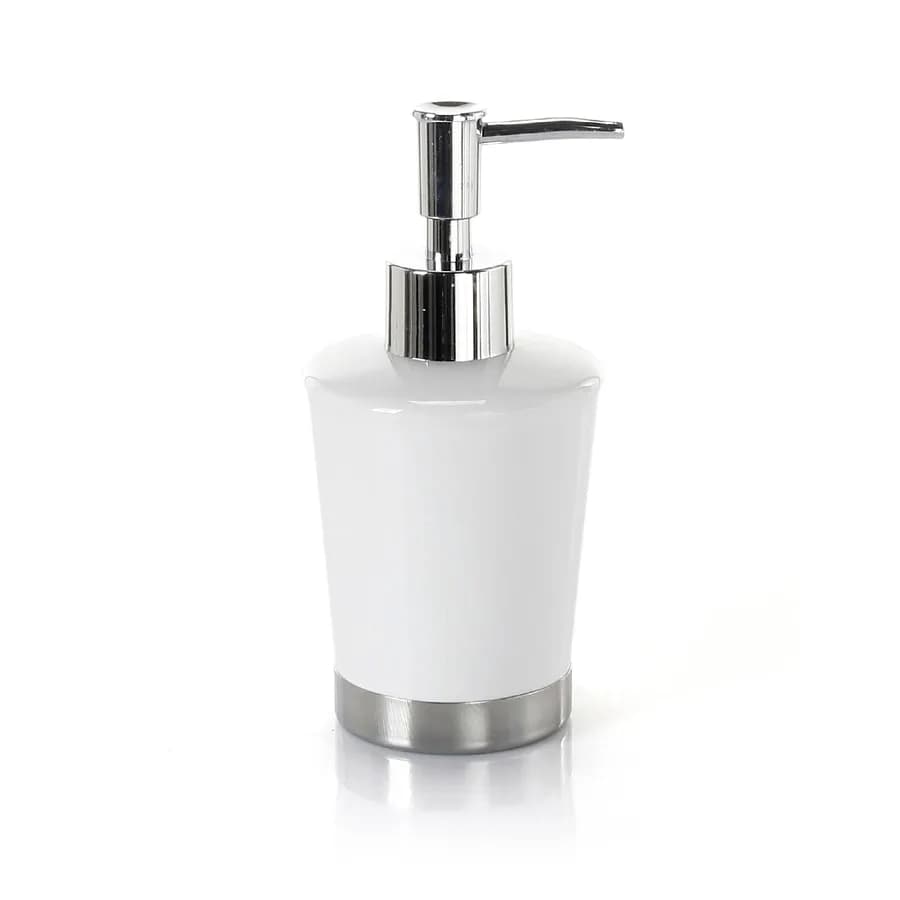 Dosasapone in ceramica bianco e acciaio inox cromo - Petunia di Gedy