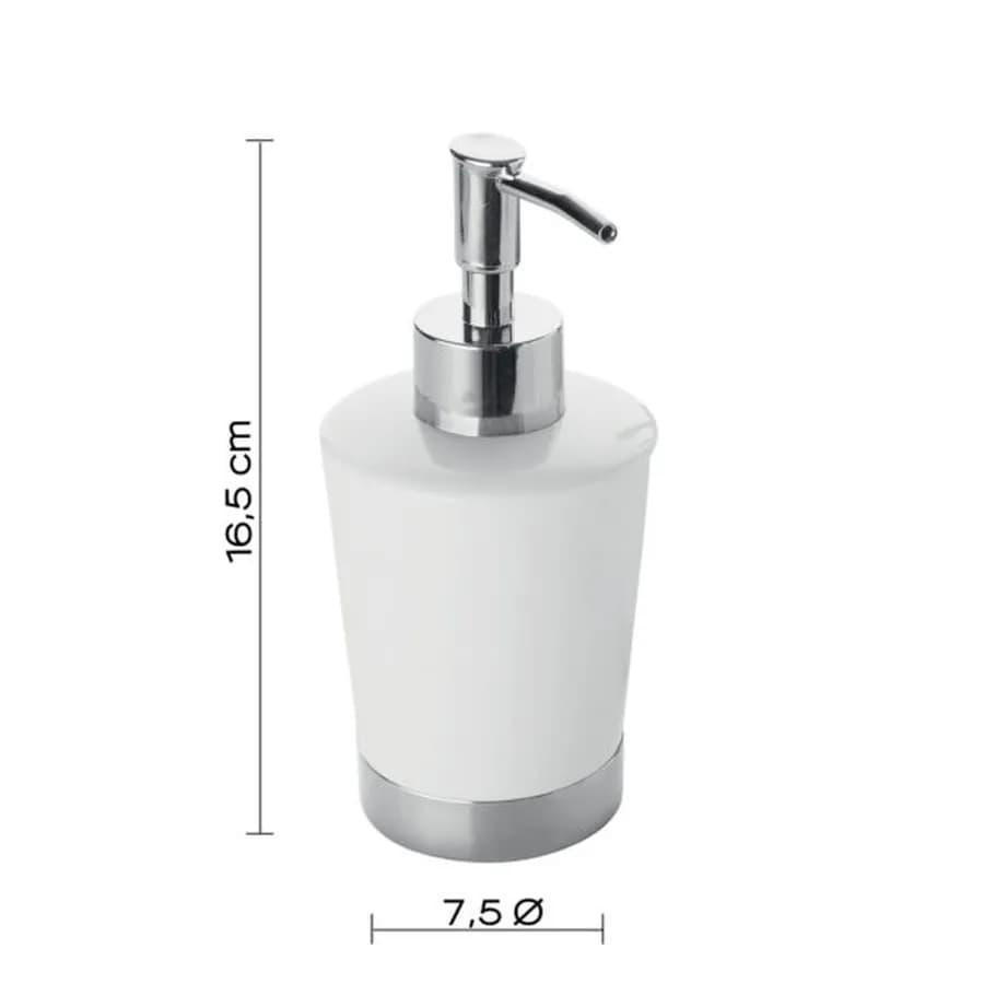 Dosasapone in ceramica bianco e acciaio inox cromo - Petunia di Gedy