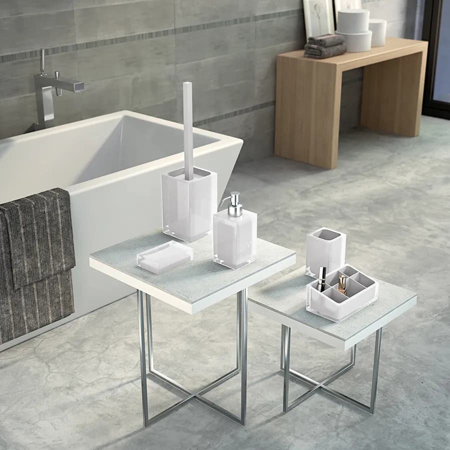 Dosasapone bianco e trasparente con erogatore cromo - Rainbow di Gedy