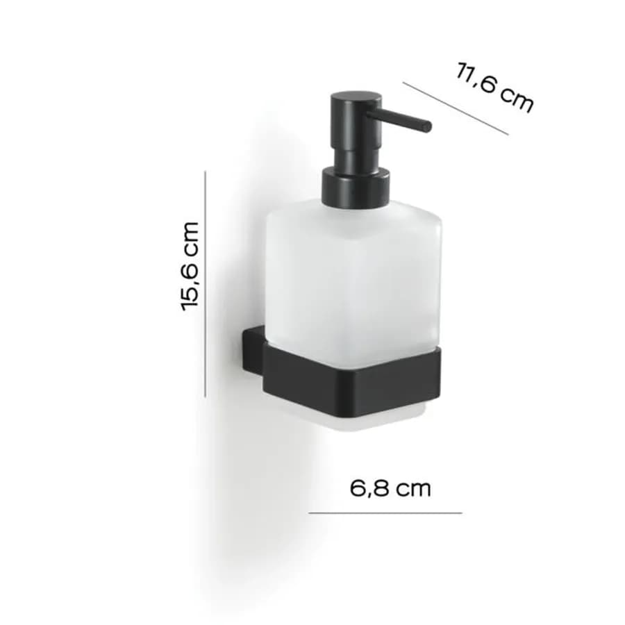 Dosasapone a muro in allumino e cromall nero e vetro satinato - Lounge di Gedy