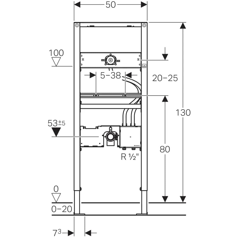 Duofix 111.560.00.1 per lavabo 130 cm per rubinetteria a parete con scatola funzionale incasso