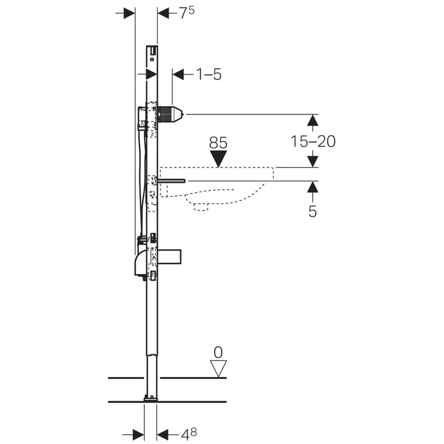 Duofix 111.560.00.1 per lavabo 130 cm per rubinetteria a parete con scatola funzionale incasso