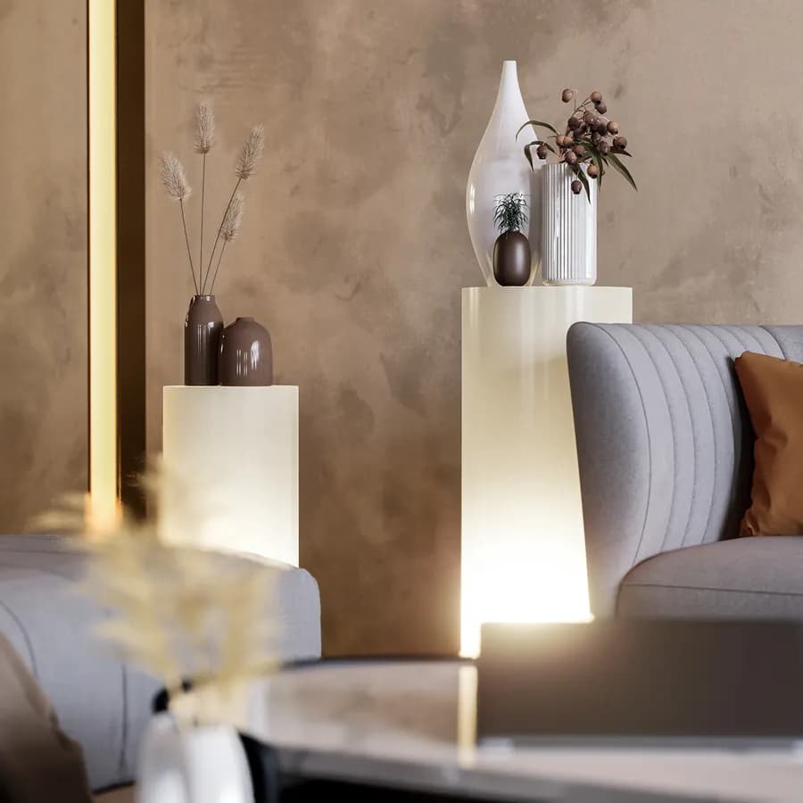Espositore a colonna 90 h cm in polietilene neutro con kit luce