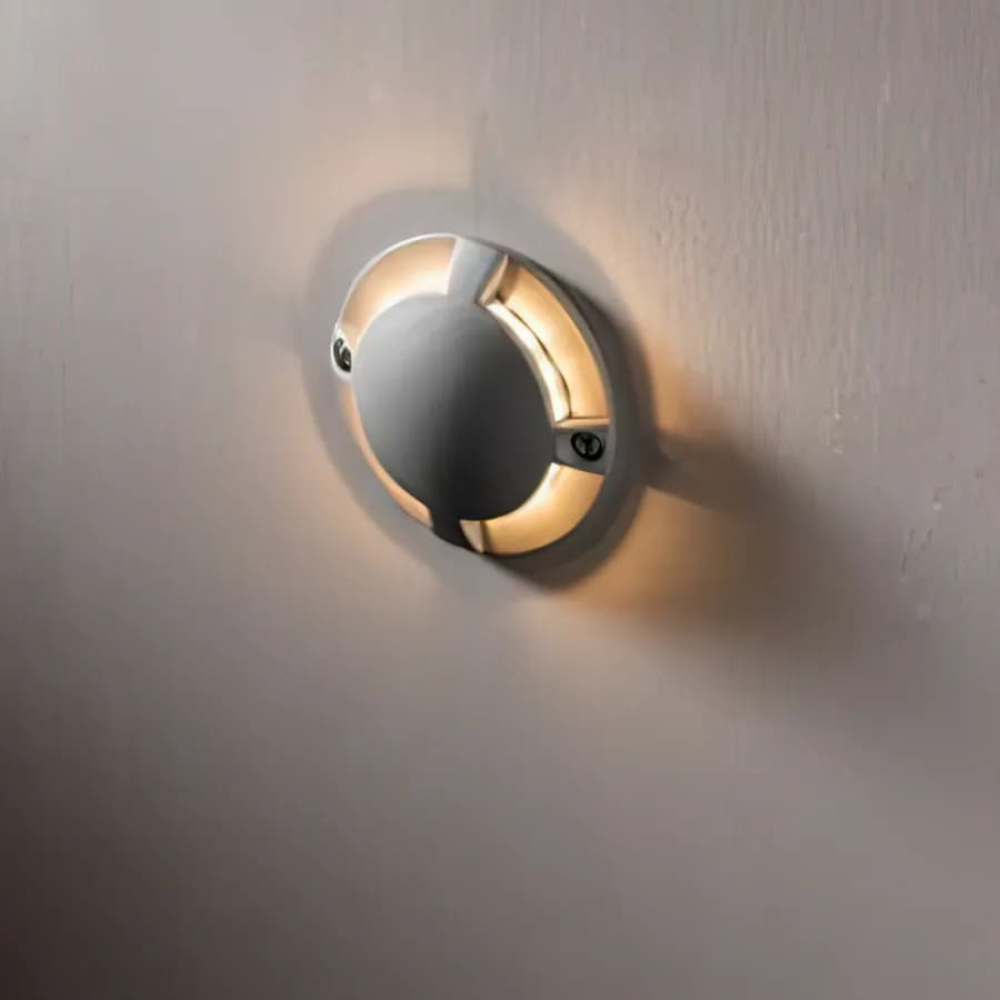 Faretto segnapassi 4 direzioni d 7 cm a luce calda in alluminio argentato