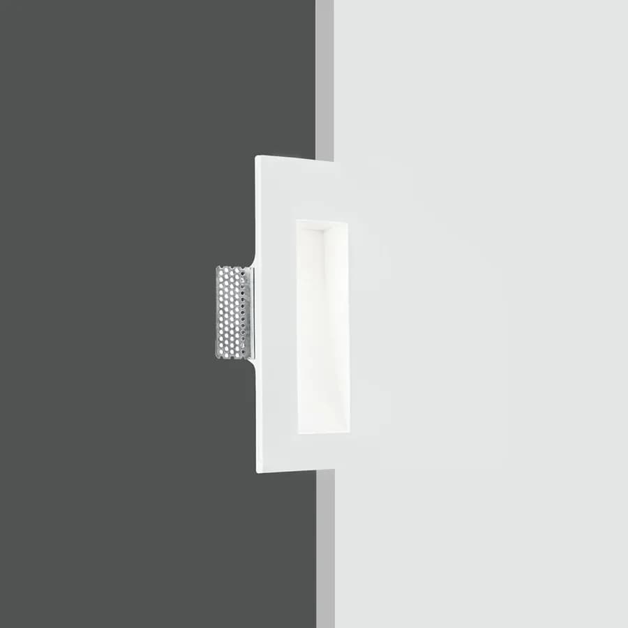 Faretto segnapasso ad incasso 11x24,5 cm in gesso bianco
