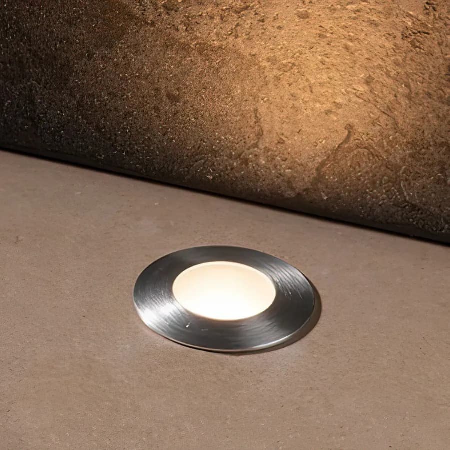 Faretto segnapasso ad incasso diametro 4 cm a luce naturale in alluminio nickel