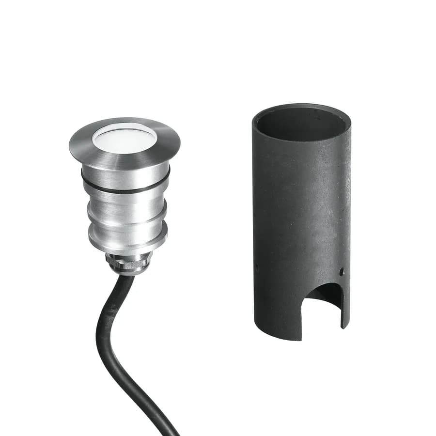 Faretto segnapasso ad incasso diametro 4 cm a luce naturale in alluminio nickel