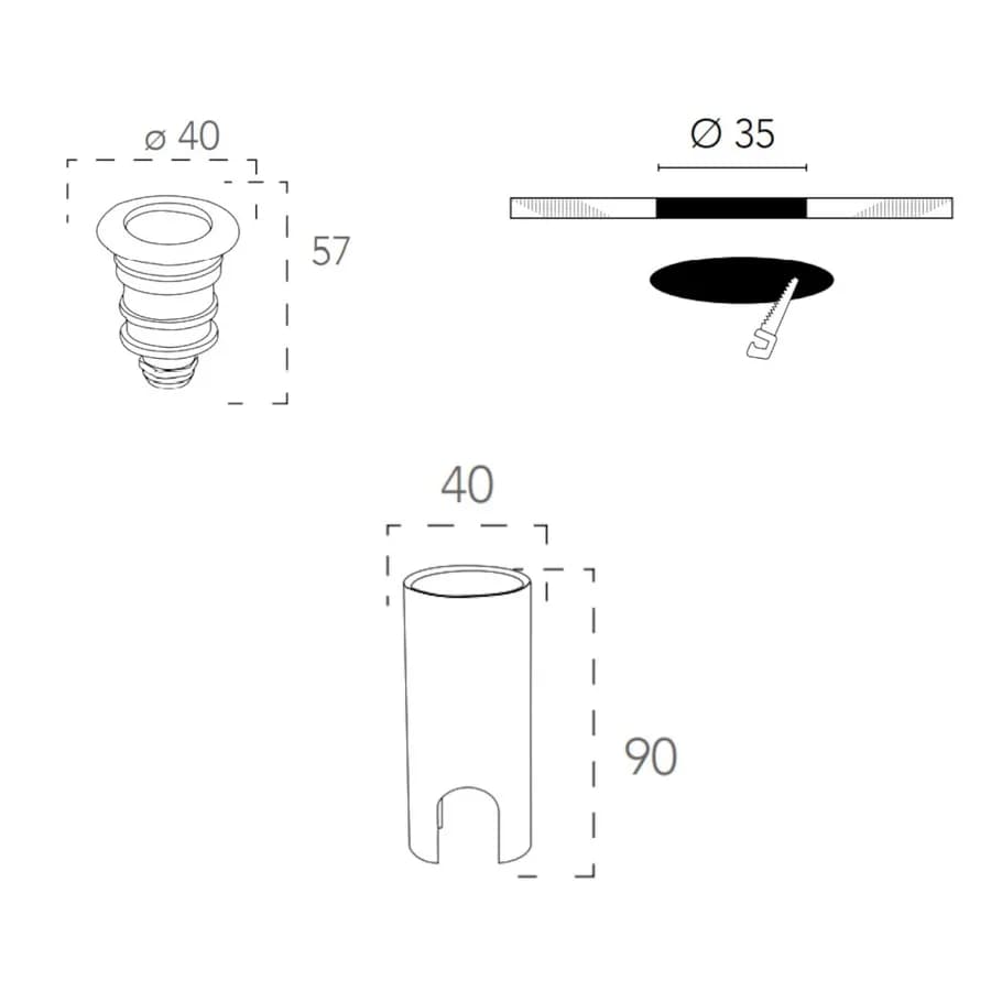 Faretto segnapasso ad incasso diametro 4 cm a luce naturale in alluminio nickel