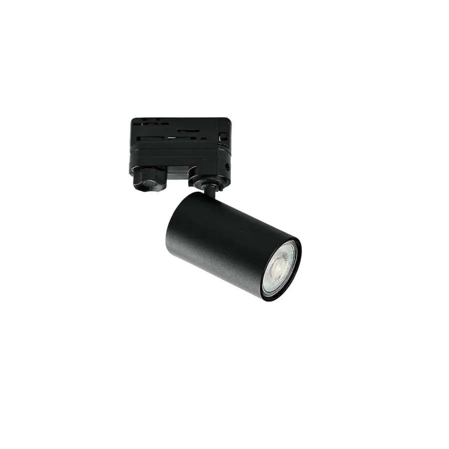 Faro girevole e inclinabile rotondo 6 cm per binario trifase in alluminio nero satinato - Radius