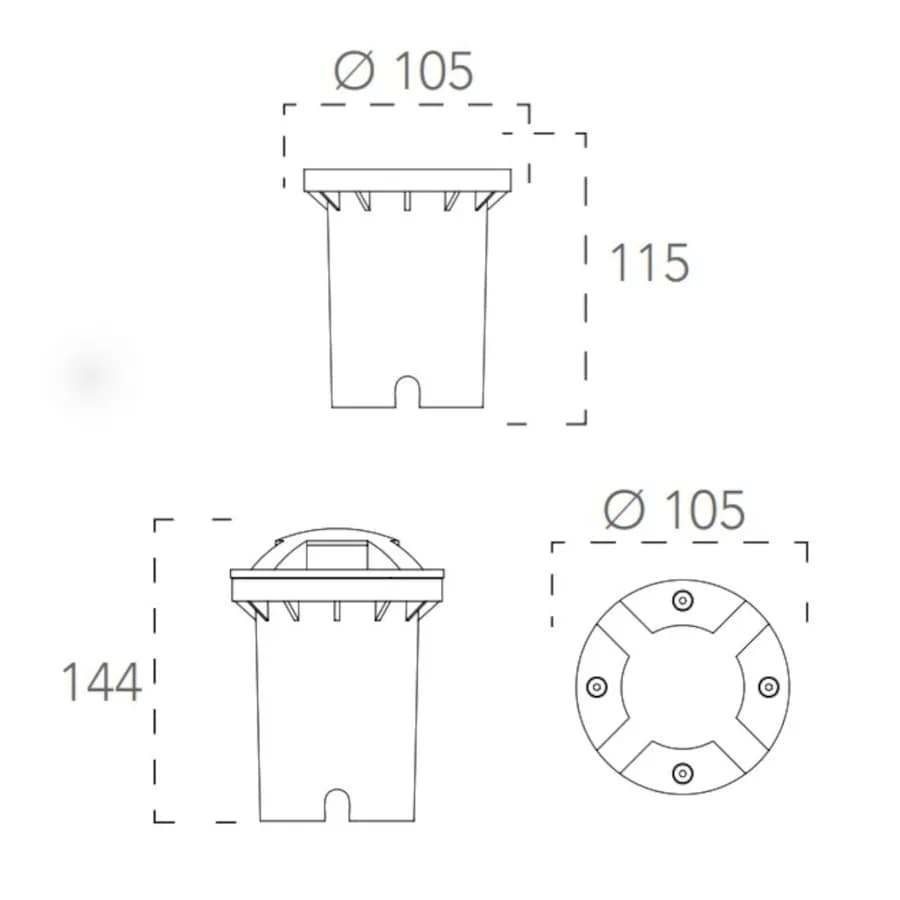 Faro carrabile da incasso a pavimento diametro 10,5 cm in acciaio inox
