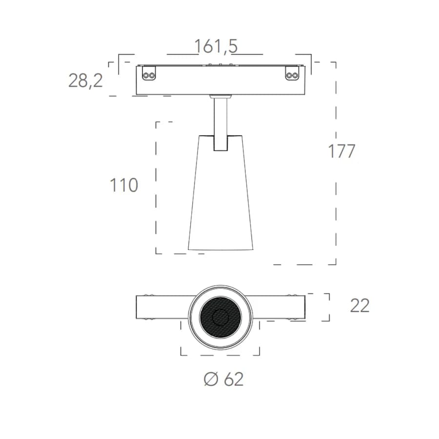 Faro luce spot orientabile luce naturale 16,15x2,8x17,7h cm in alluminio nero opaco - Power