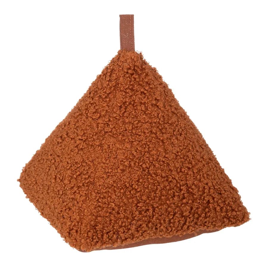 Fermaporta 15x15h cm in tessuto bouclé terracotta